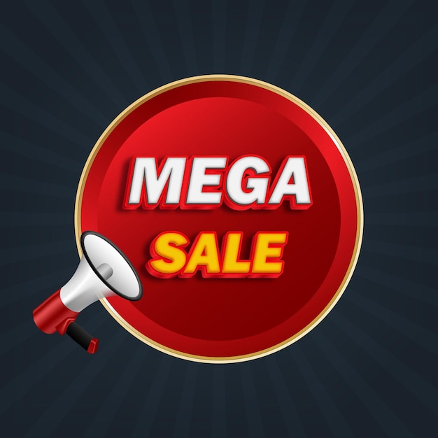 Banner promozionale di mega vendita con effetto testo modificabile