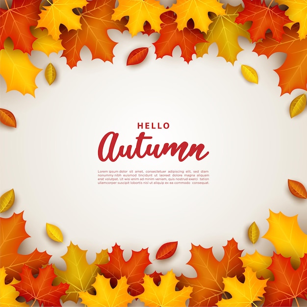 Banner quadrato autunnale con foglie