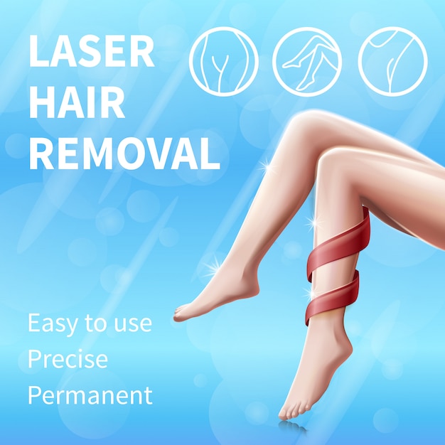 Banner quadrato di depilazione laser con gambe femminili