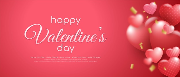 Banner realistico di San Valentino felice con cuori dolci su sfondo rosa
