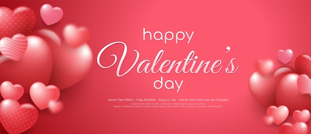 Banner realistico sfondo di San Valentino con cuori 3d su sfondo rosa