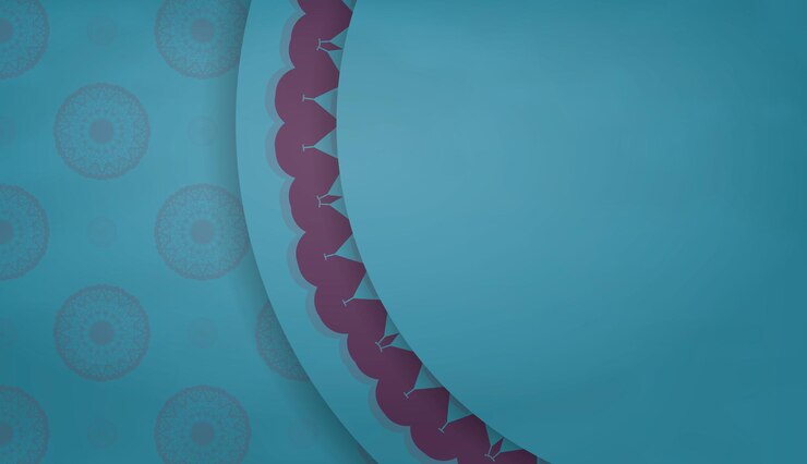 Vettore banner turchese con motivo vintage viola per il design sotto il tuo logo