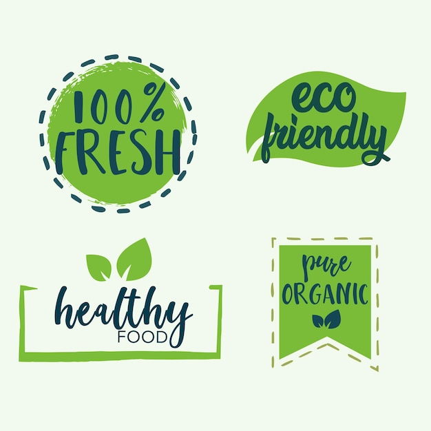 Banner vegano e orientato al cibo sano su sfondo verde 100 freschi