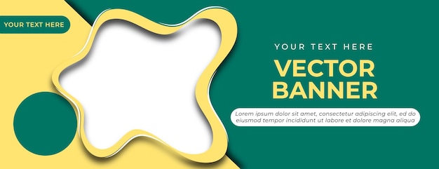 Banner verde crema giallo con disegno di forma astratta
