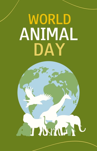 Banner verticale della Giornata mondiale degli animali Illustrazione vettoriale per poster o pubblicità