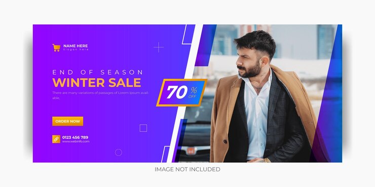 Banner web di offerta di vendita di moda invernale e modello di copertina di Facebook Vettore Premium