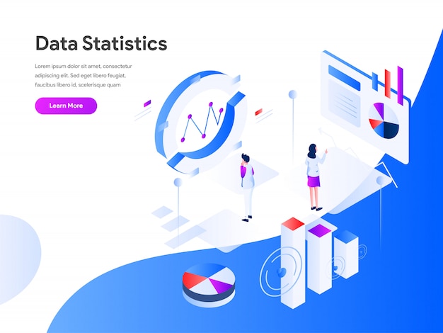 Banner web di statistiche statistiche isometriche