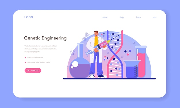 Banner web genetista o pagina di destinazione medicina e tecnologia scientifica