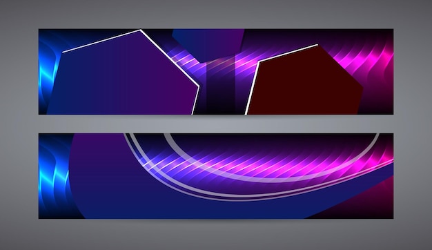 Banner web orizzontale sfondo blu viola neon effect02