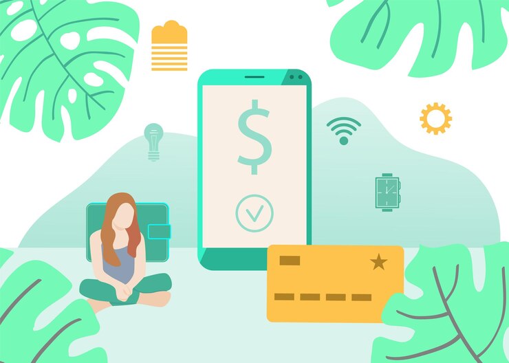 Vettore banner web per pagamenti contactless con icone di carte e smartphone in stile piatto