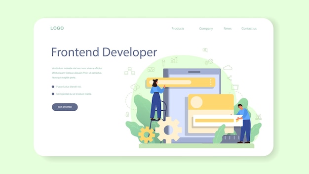 Banner web per sviluppatori frontend o pagina di destinazione. Miglioramento del design dell'interfaccia del sito web.