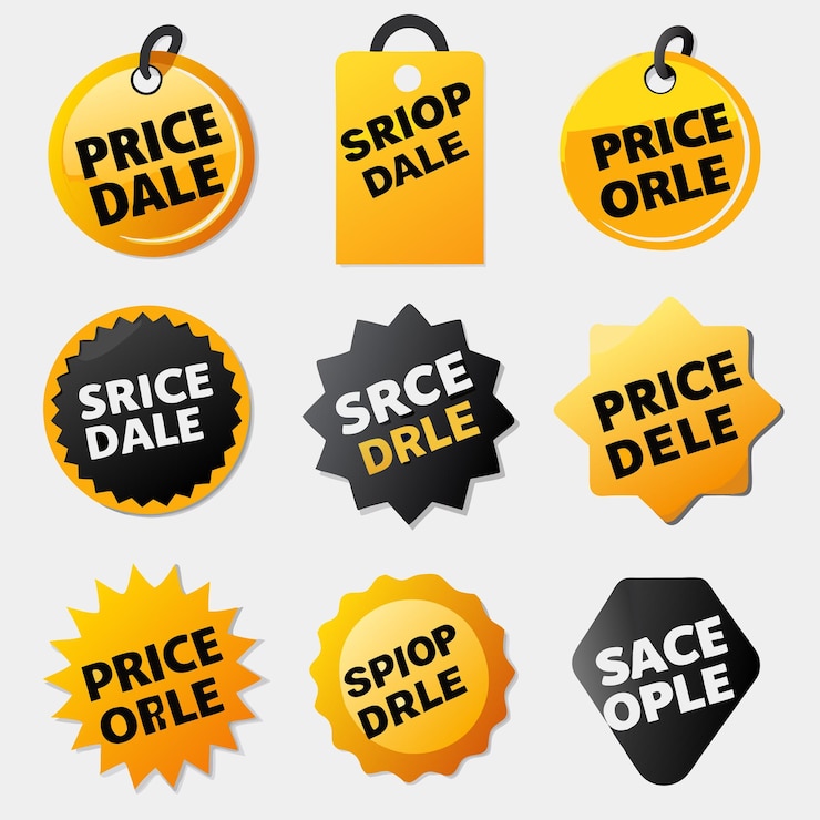 Vettore banners di vendita e badge di sconto grafica promozionale accattivante per la vendita al dettaglio e il marketing