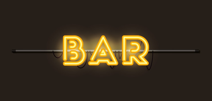 Vettore bar font luci al neon