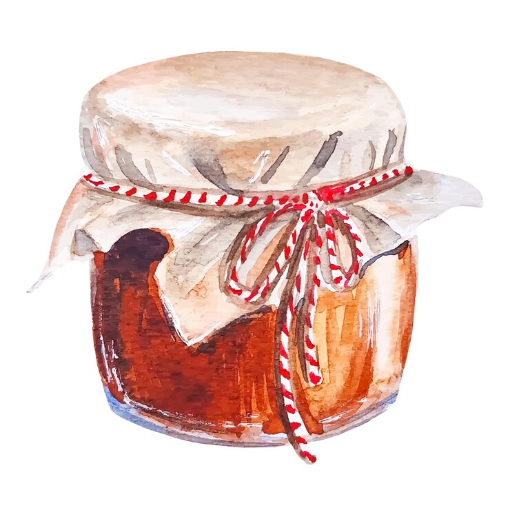 Barattolo di caramello salato regalo di Natale acquerello disegnato a mano clipart isolato
