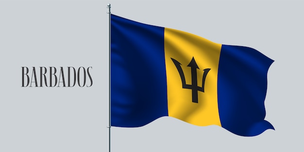 Barbados sventolando la bandiera