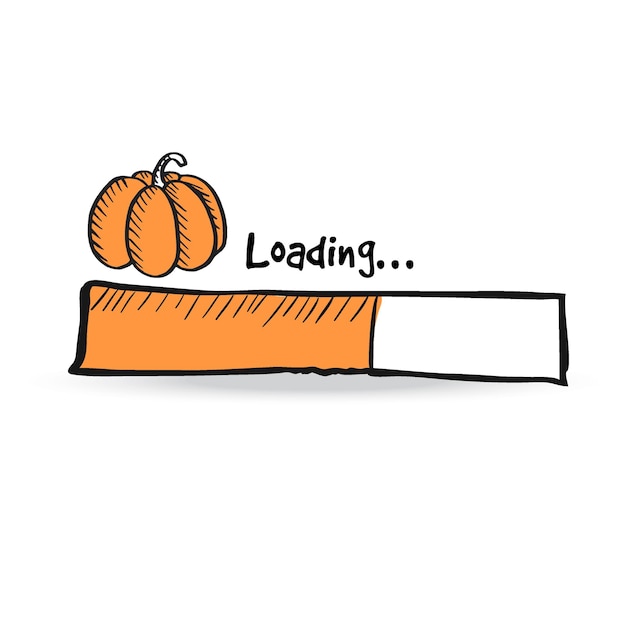 Barra di caricamento con zucca arancione Icona dell'interfaccia utente del concetto di autunno autunnale per il Ringraziamento e le vacanze di Halloween Disegno di illustrazione vettoriale