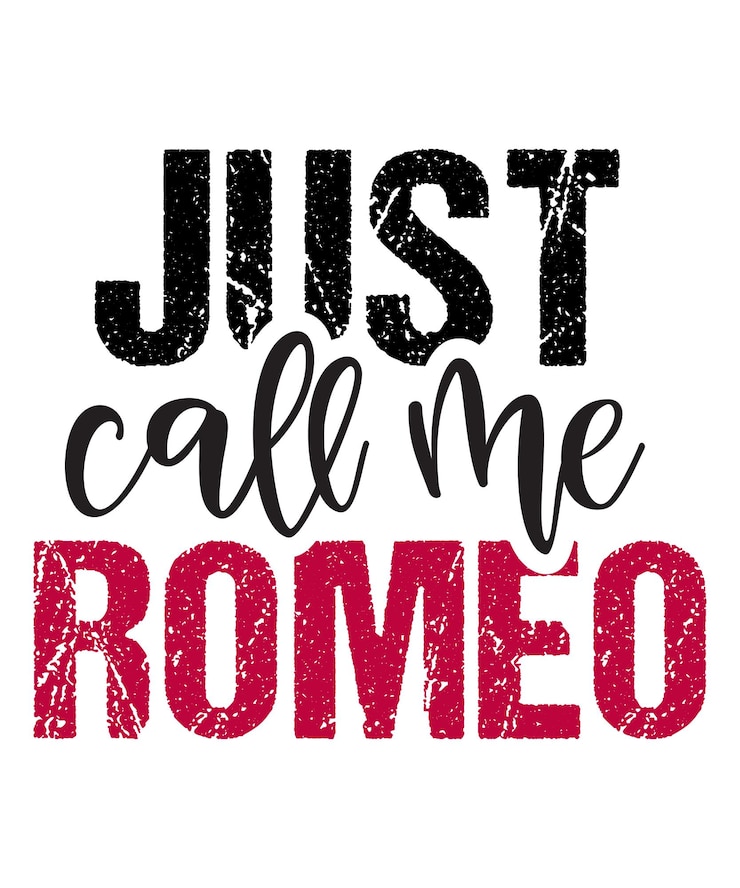 Vettore basta chiamarmi romeo citazione di san valentino scritta a mano con sfondo bianco