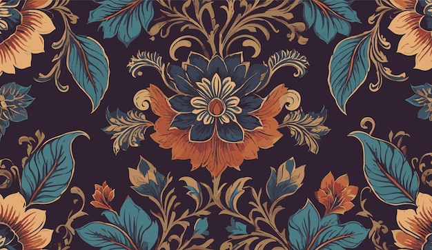 Batik colorato modello di tessuto floreale