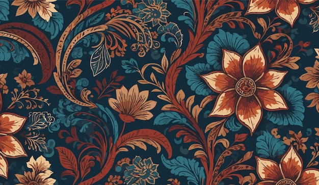 Batik colorato modello di tessuto floreale
