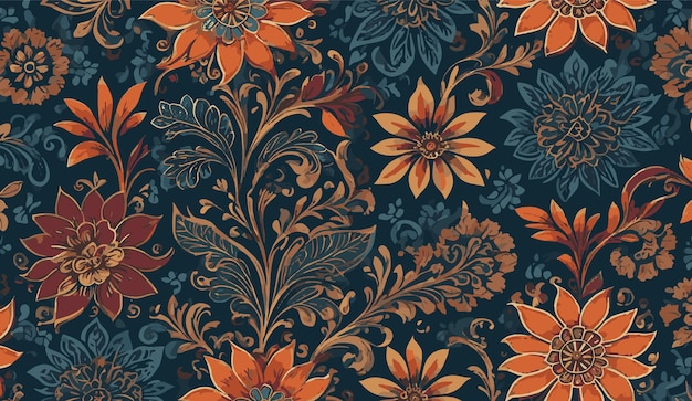 Batik colorato modello di tessuto floreale