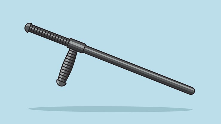 Baton della polizia di gomma nera o illustrazione vettoriale del manganello