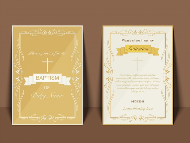 Battesimo invito Card Design con simbolo croce