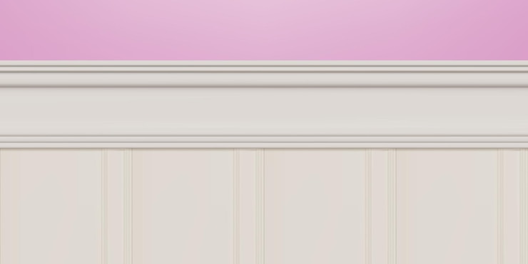 Vettore beadboard o zoccolatura beige con motivo senza cuciture per rifinire la protezione della sedia superiore sulla parete rosa