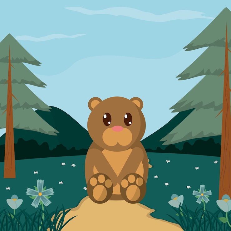 Vettore bear at cartoni animati di animali carini