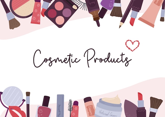 Beauty makeup vettore concetto di banner vendita di cosmetici sullo stile piatto