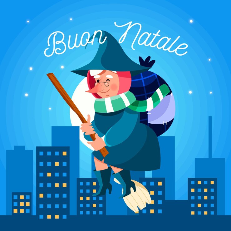 Vettore befana disegnata dei cartoni animati