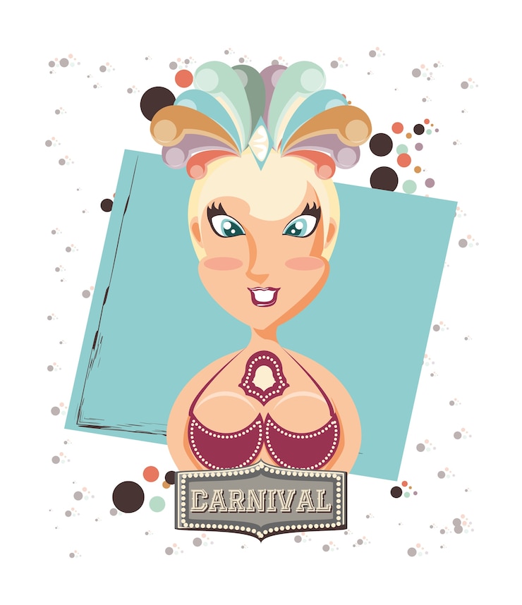 Vettore bel personaggio di carnevale donna