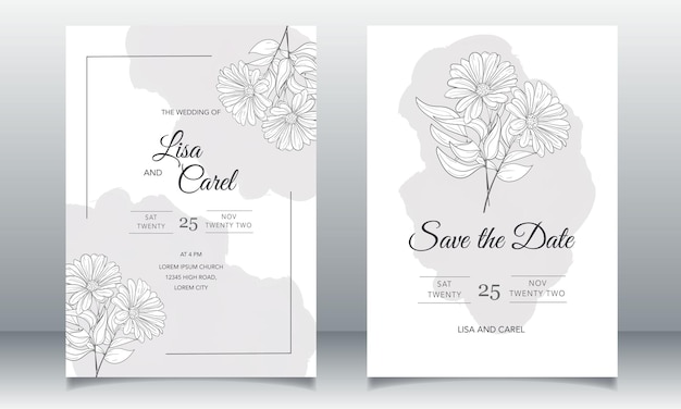 Bella carta di invito a nozze con design monoline