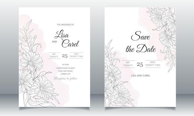 Bella carta di invito a nozze con design monoline