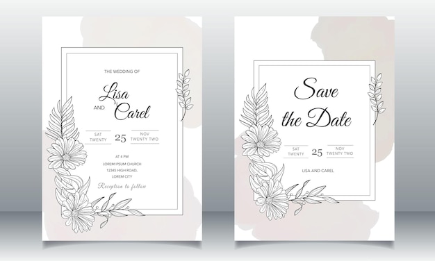 Bella carta di invito a nozze con design monoline