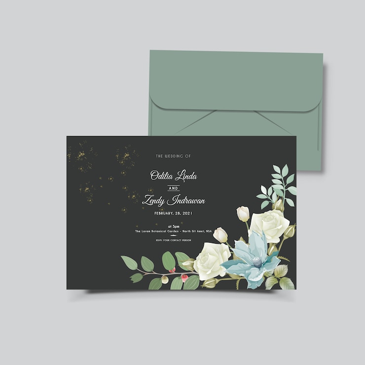 Vettore bella carta di invito matrimonio floreale