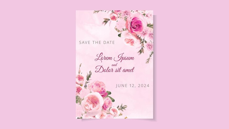 Bella carta di nozze floreale invito in rosa amore tema fiori invito