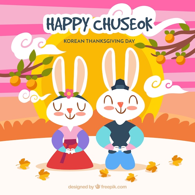 Bella composizione chuseok con design piatto