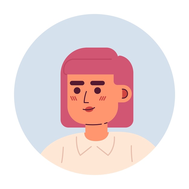 Bella donna con capelli rosa e acconciatura bob testa di carattere vettoriale semi piatto Icona avatar fumetto modificabile Face commozione Illustrazione spot colorato per animazione web graphic design