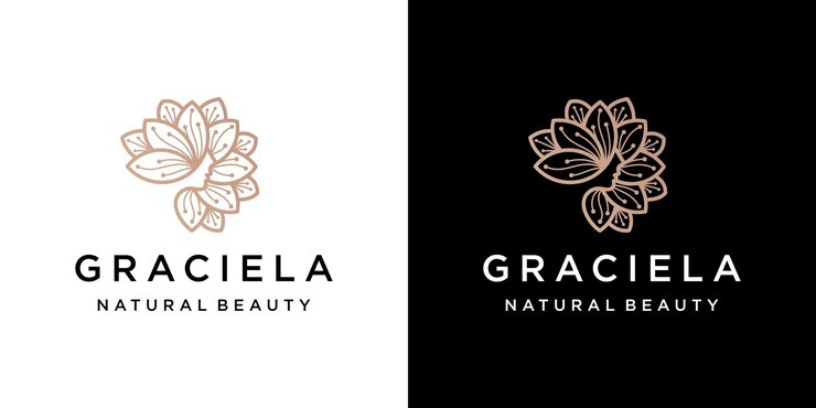 Bella donna logo in coppia con fiori
