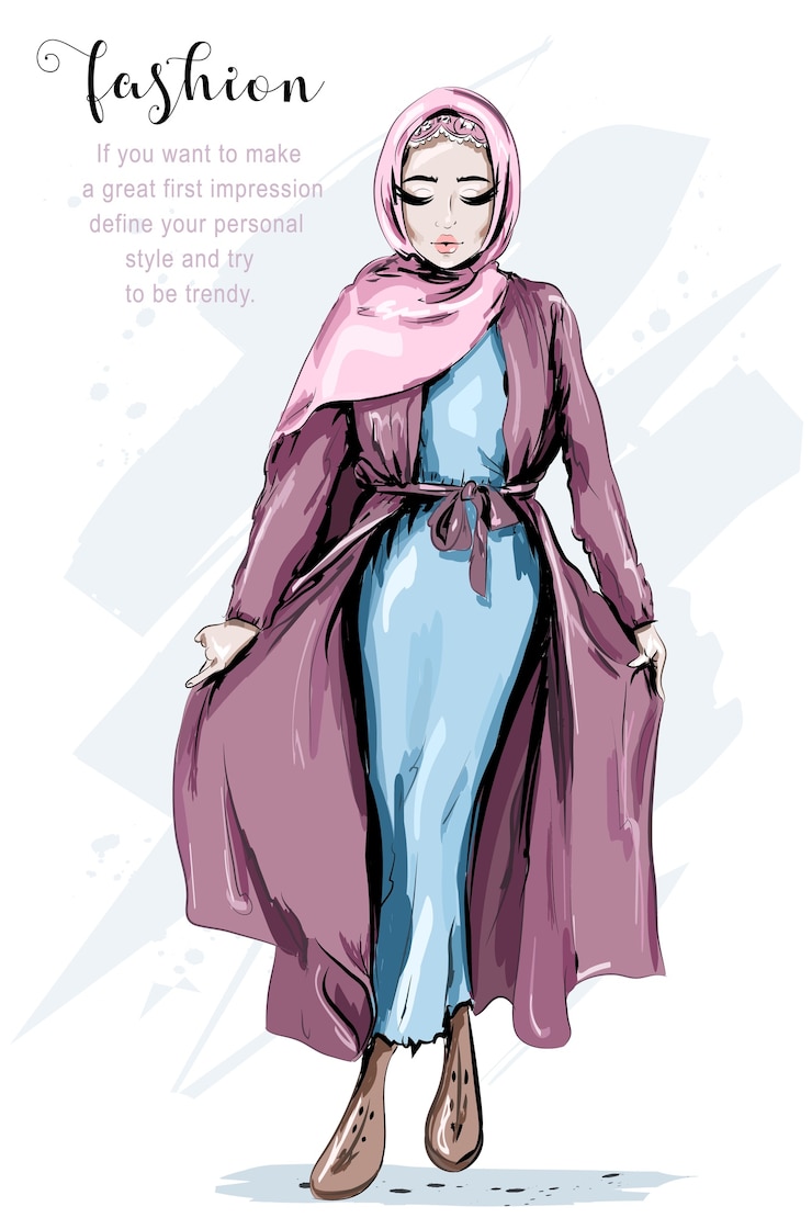 Vettore bella donna musulmana che indossa l'hijab