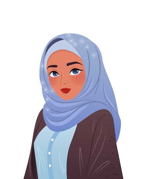 Bella donna musulmana in hijab Illustrazione vettoriale per la copertina di un cartellone di auguri