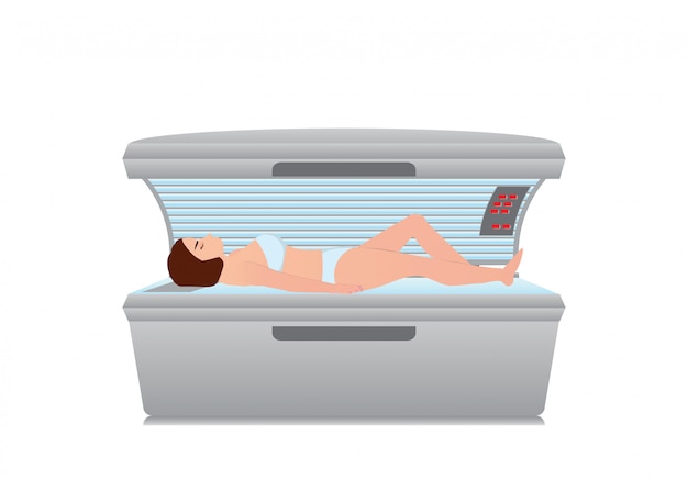 Bella donna sexy concia nel solarium