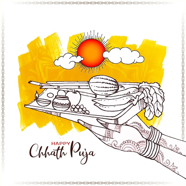 Bella felice Chhath Puja tradizionale indiano festival saluto sfondo