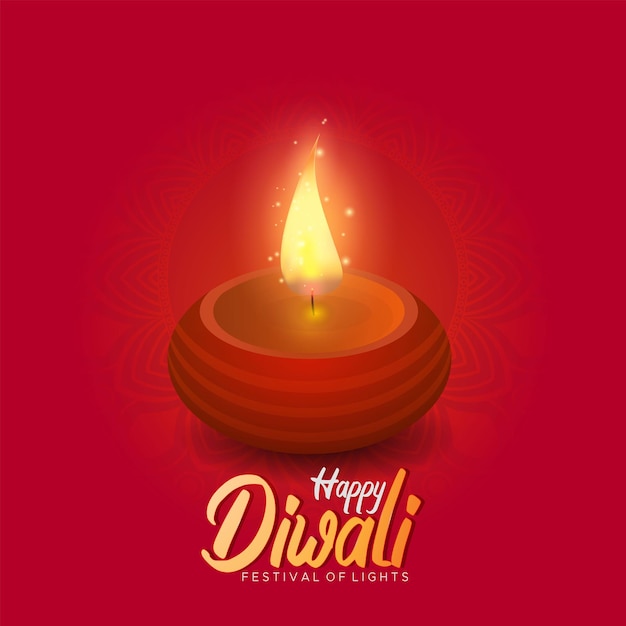 Bella felice diwali diya decorativo olin lampada sfondo templact