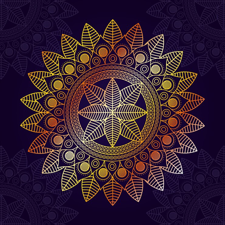 Vettore bella mandala con sfondo di colore viola
