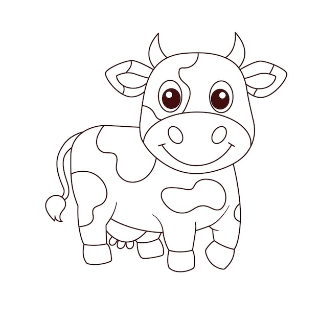 Bella mucca Libro da colorare per bambini Illustrazione vettoriale