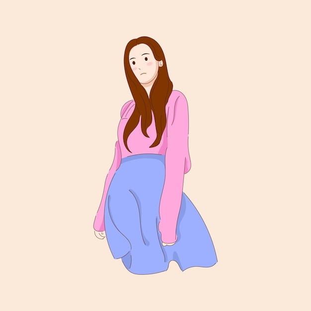 Bella posa del personaggio nell'illustrazione del modello di moda