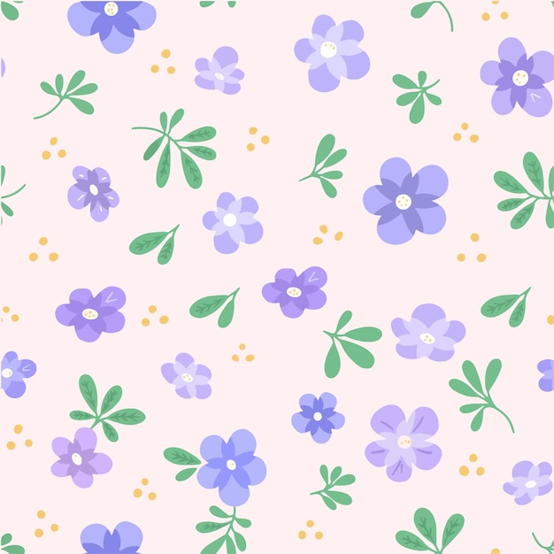 Bella primavera floreale Premium Vector Doodle Pattern