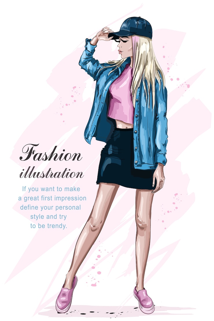 Vettore bella ragazza alla moda nell'illustrazione del cappuccio