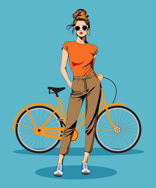 Bella ragazza con la bicicletta